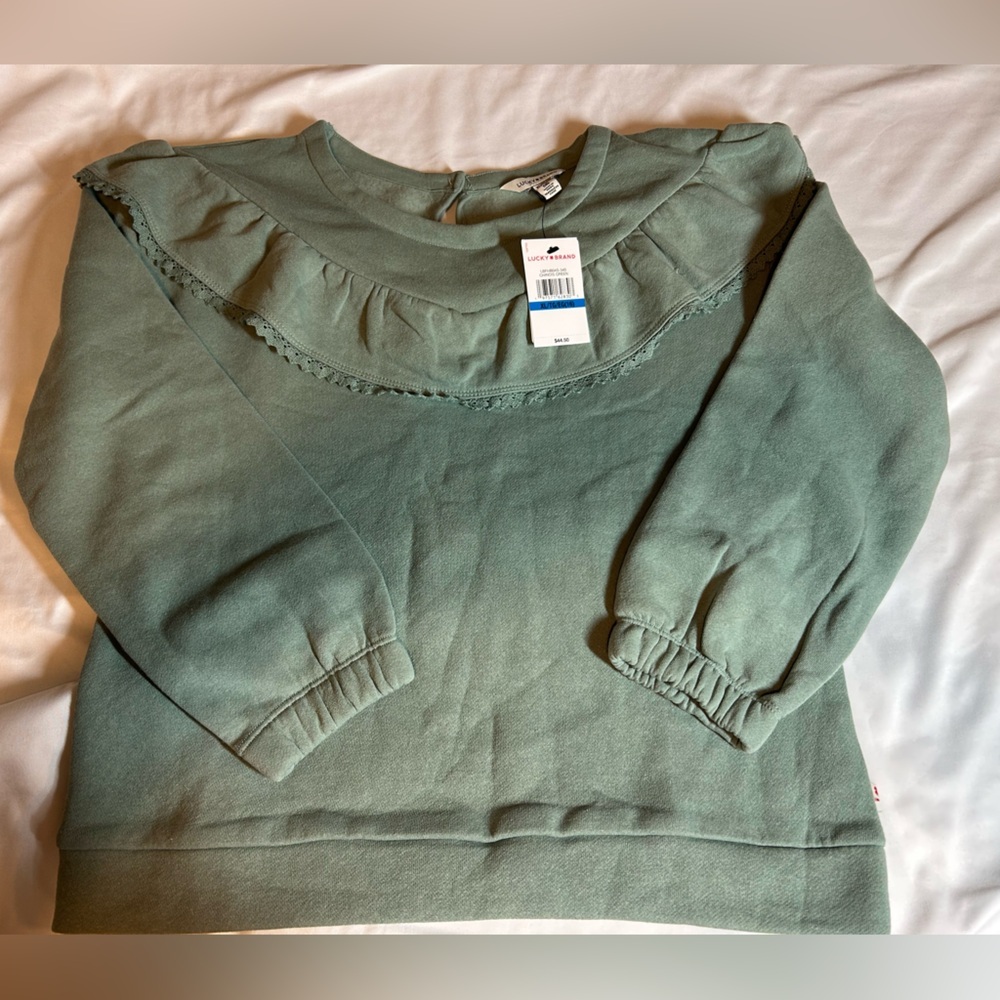 Lucky Brand Green Ruffled Sweatshirt  Nwt  Size Xl  Style Lbfhb04s340